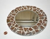 Mosaic Mirror with upcycled ceramics in brown