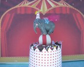 Mini Baby Elephant on Ball, Cupcake Topper, keepsake.