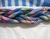 Plaid SILK belt 80s Vintage preppy braided belt size small/SALE