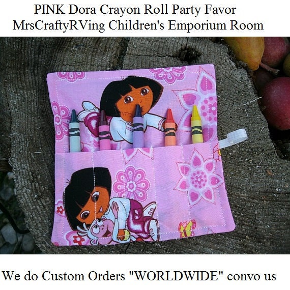 Dora, Pink, Crayon Roll, Party Favor