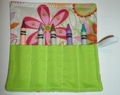 Hippie, Bright Flower, Crayon Roll Party Favor