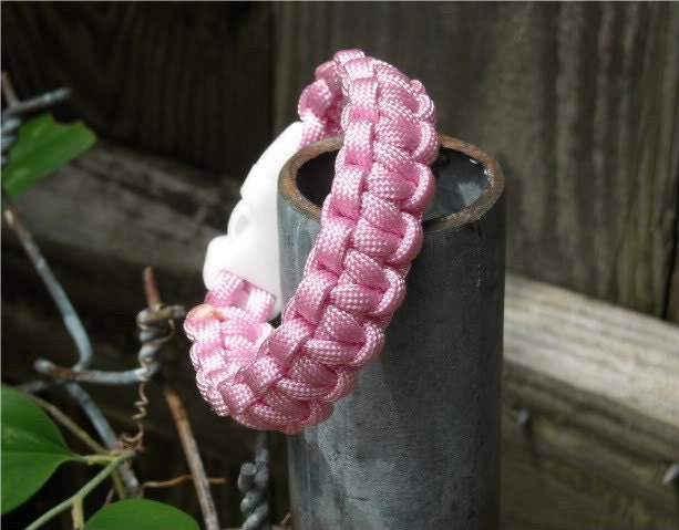 SALE Breast Cancer Awarness Support Paracord Bracelet with White Buckle