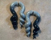 Colorfade Double Corkscrew - Granite and Black - Earrings for Stretched Lobes - Gauges