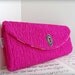 Bright pink clutch purse, Fuchsia with brass keyhole clutch bag