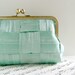 Mint green silk clutch purse, woven clutch bag, Spring fashion