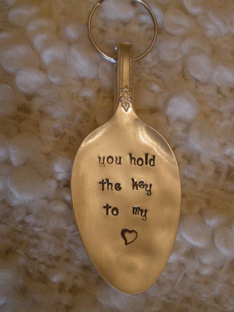 Personalized Vintage Teaspoon Silverware Keychain Hand Stamped