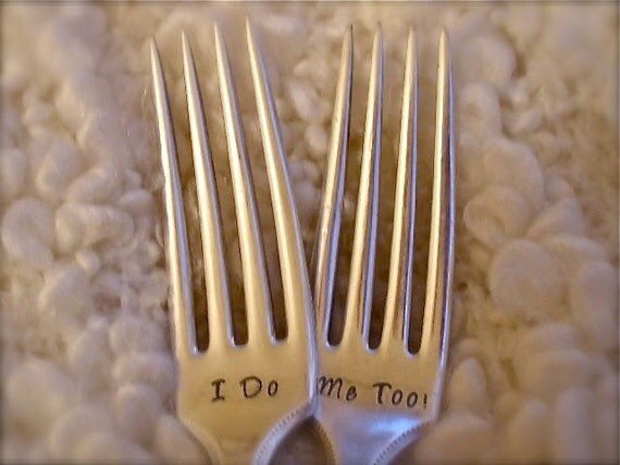 Wedding Cake Forks - Table Settings - Vintage and Personalized - As Seen on Glamour Magazine Weddings Blog