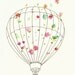 Hot Air Balloon, Art Print for Nursery, Home Decor, All Rooms - 8x10 - Floral, Flowers, Flying, Shabby Chic, Wildflowers, Wind, White