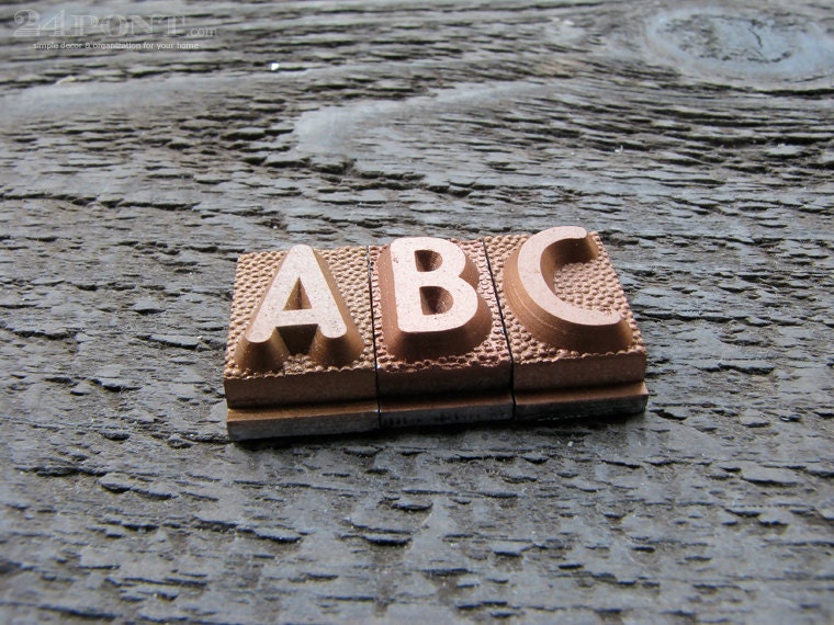 vintage metal embossing letters : set of 3 industrial by 24pont