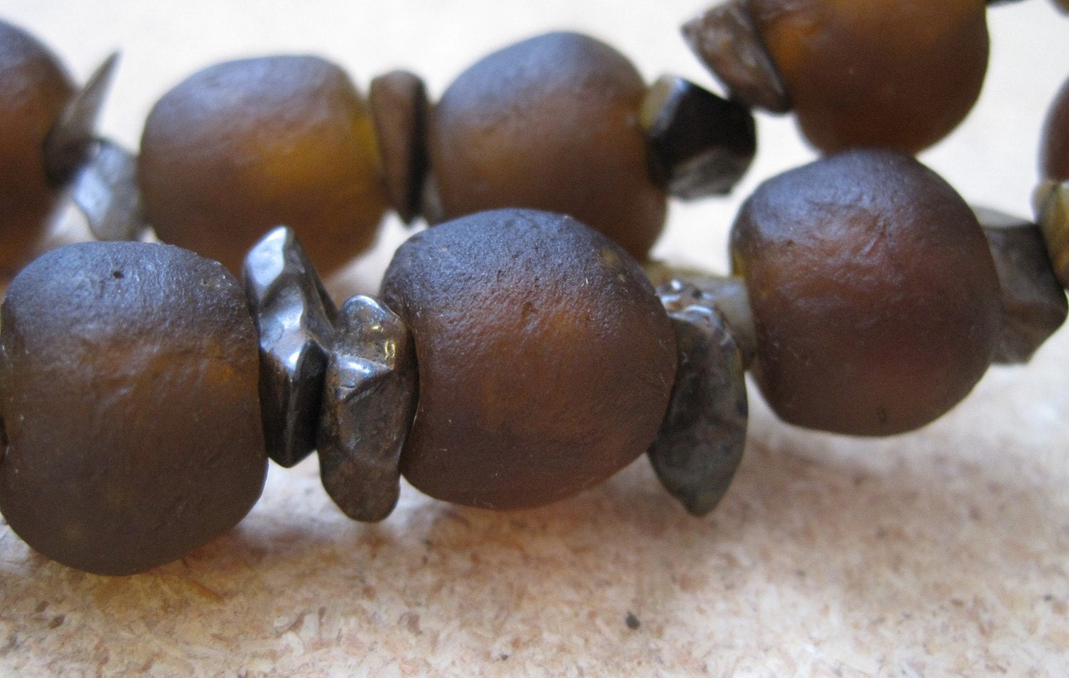 Recycled Glass and Tiger's Eye Necklace