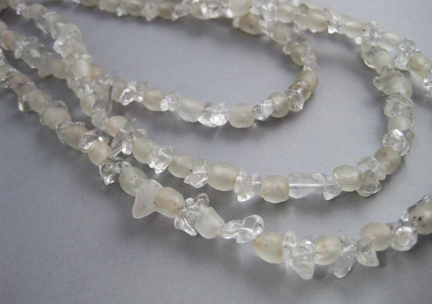 Angel White Recycled Glass Wraparound Necklace