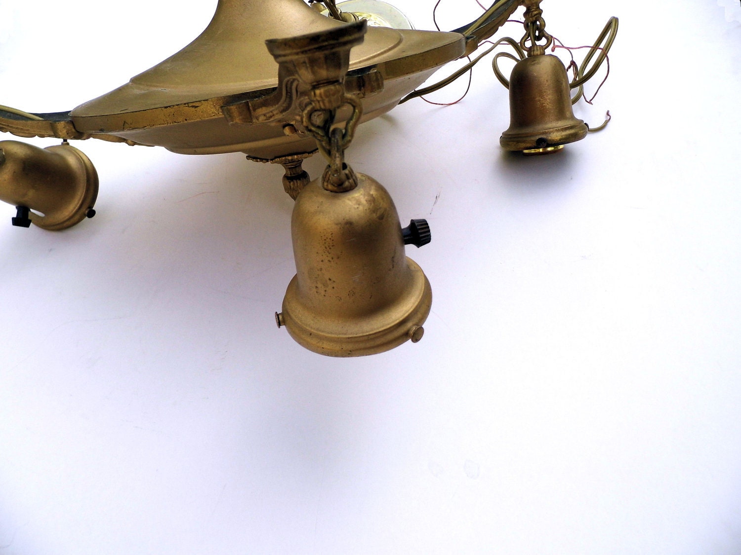 Vintage Chandelier, Brushed Gold Chandelier, Florentine Style. Mid Century Lighting