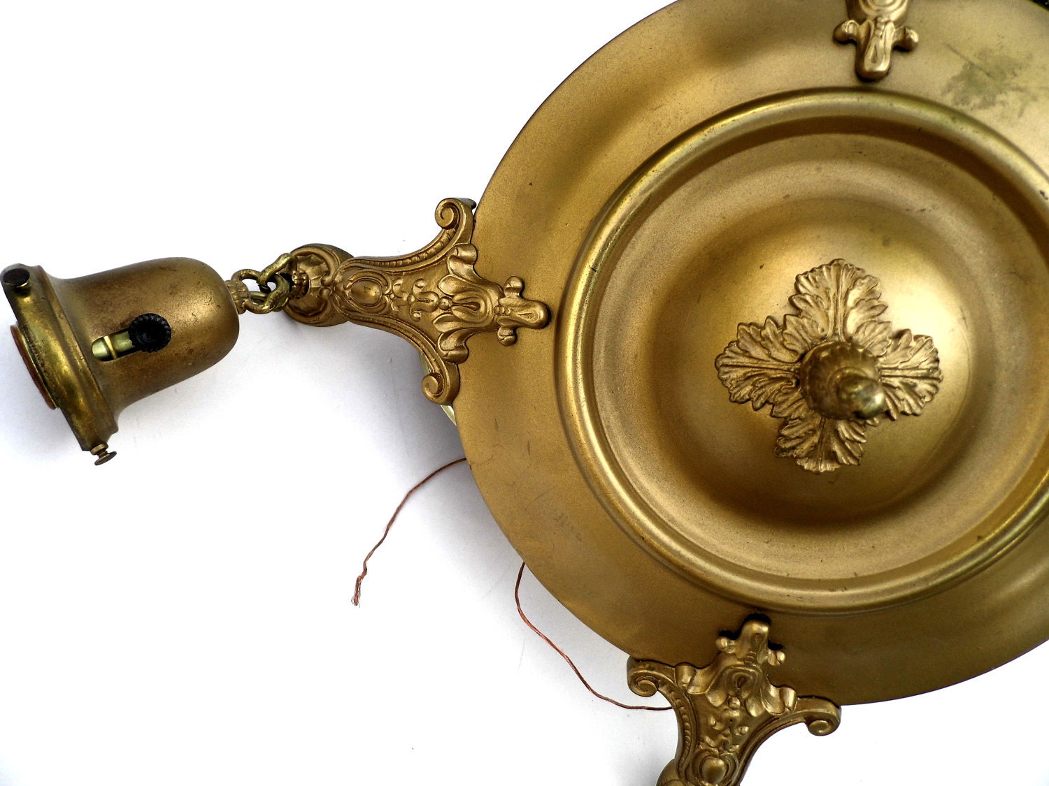 Vintage Chandelier, Brushed Gold Chandelier, Florentine Style. Mid Century Lighting