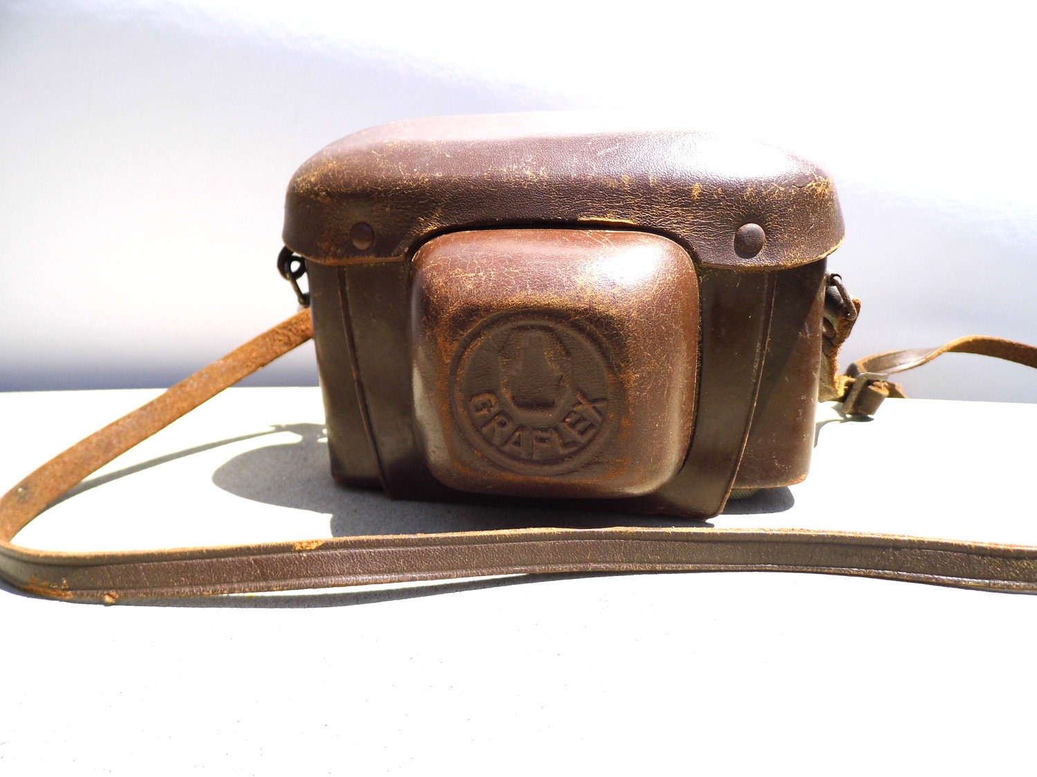 Vintage Graflex Camera, Vintage Camera with Leather Case, Mid Century Camera