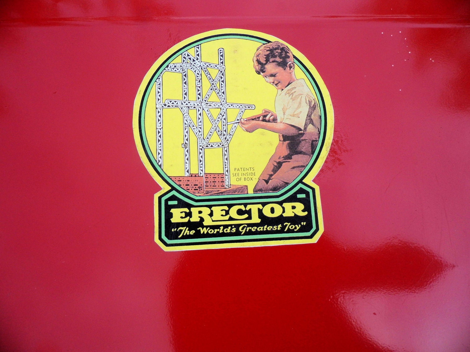 Red Metal Box, Erector Set Box, 1940s Erector Set, Set No. 8 1/2, Mid Century Decor, Large Metal Box, Man Cave Decor