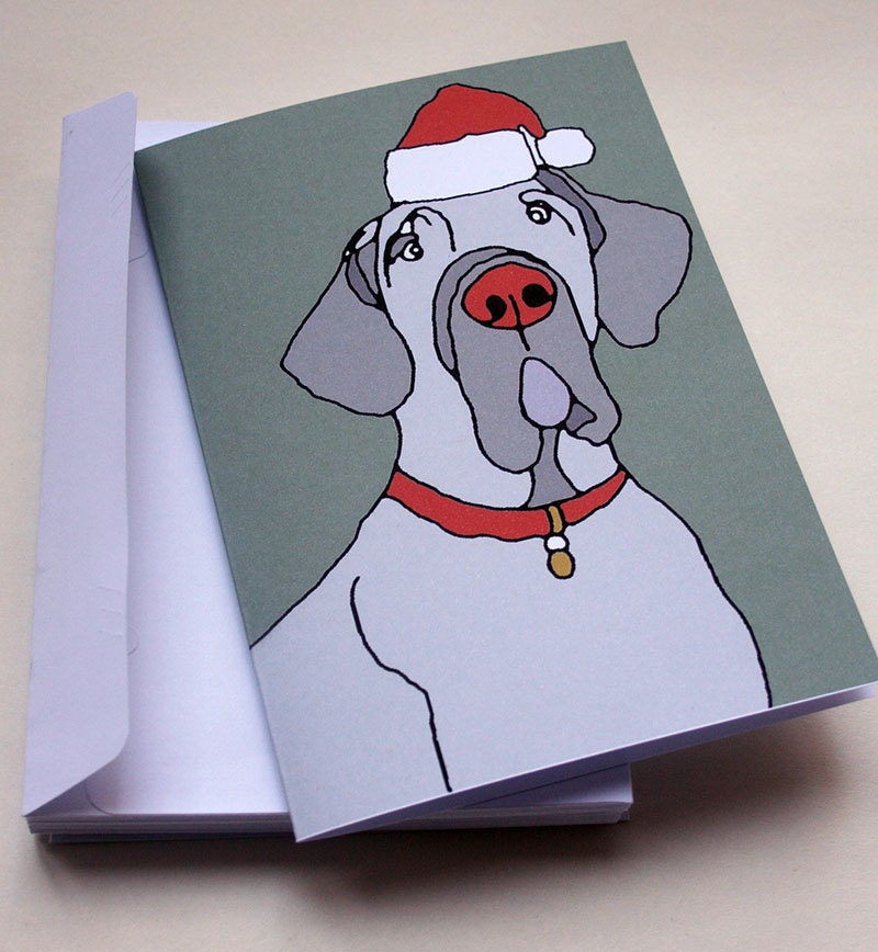 Christmas Cards with dog illustrations set of five unique designs