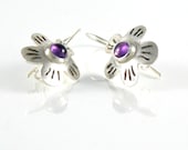 Amethyst Silver Earrings, Flower Earrings, Purple Amethyst, Sterling Silver Earrings, Floral Jewelry, Nature Jewelry, Amethyst Earrings
