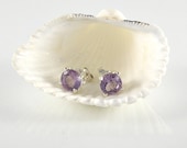 Amethyst Earrings, Amethyst Silver Post Earrings, Sterling Silver Stud Earrings, Gift For Women, 8mm Amethyst