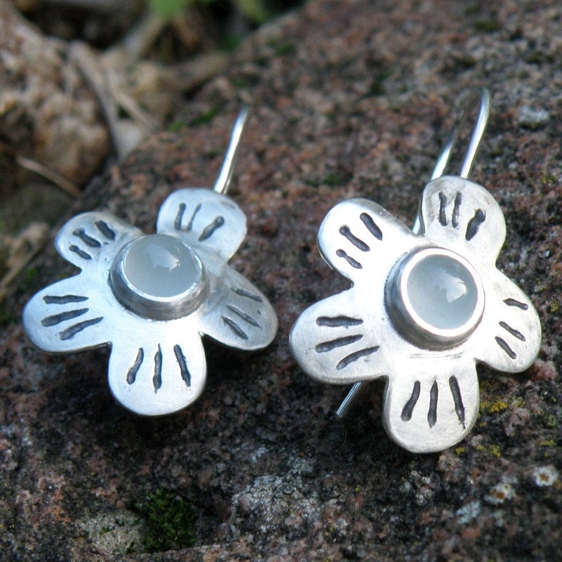 Aquamarine Earrings, Aquamarine Jewelry, March Birthstone Sterling Silver Earrings, Flower Earrings, Gemstone Earrings, Gift For Her