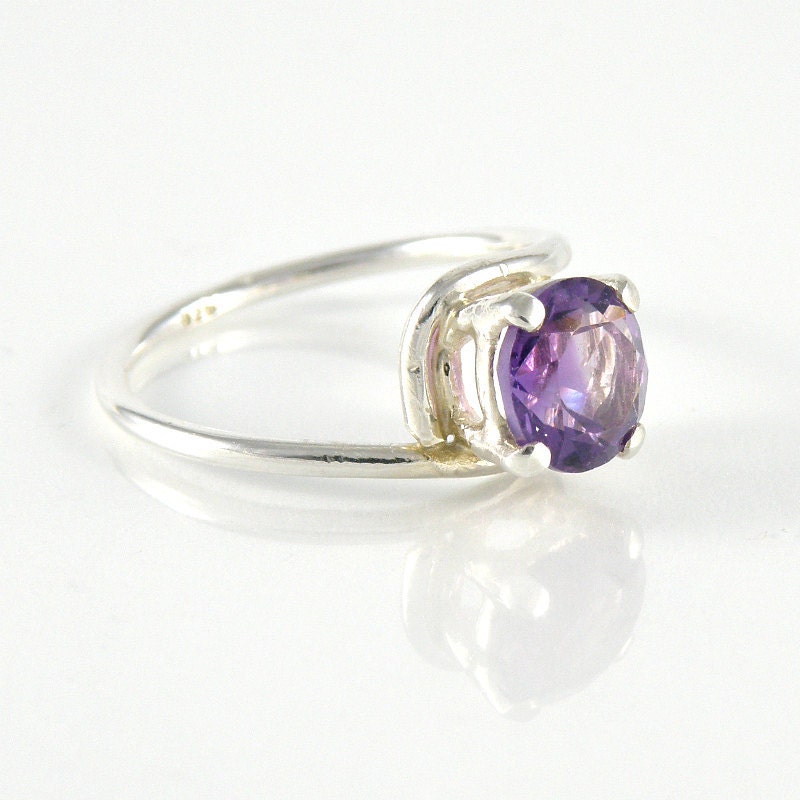 Amethyst Engagement Ring, Amethyst Sterling Silver Ring, February Birthstone, Faceted Amethyst Ring, Purple Gemstone Ring
