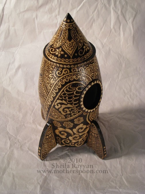 Pyrography Rocket Birdhouse