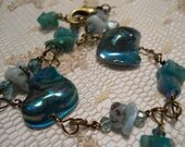 Mer Turquoise bracelet genuine gemstone larimar aventurine teal freshwater pearl sea goddess bohemian mermaid seafoam green baroque surfer