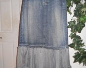 Rosette jean skirt grey tulle rose lace Seven for All Mankind bohemian Renaissance Denim Couture mermaid goddess Made to Order