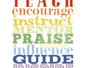 13x19 Teacher Subway Art Print . Teach Classroom Rules Poster Sign . Back To School Appreciation Gift  // Rainbow Blue Green Red Orange