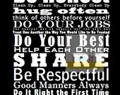 Subway Art Typography . Family House Rules Values Manifesto. Wedding . Children // 11x14 Print Gifts // Black // Poster Bus Tram Scroll Roll