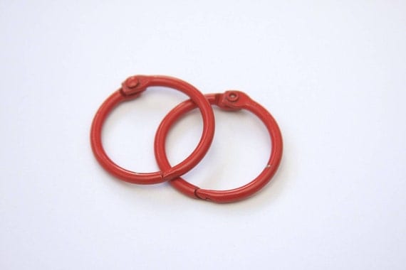 1 Inch . 1" Red Book Binder Bindery Hinge Rings // Cherry Garnet Scarlet Coral Poppy // December Daily