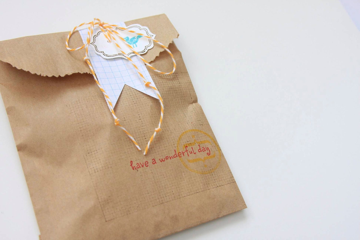 25 5x8 Kraft Brown Flat Merchandise Stampable Flat Paper Gift Bags . Party Wedding Favor Packaging . Scrapbook Bag