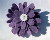 Purple Felt Gerber Daisy hair barrette/clip