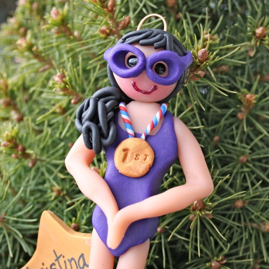 Gold Medal Swimmer Ornament - VirtuosityClay