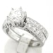 Round cut diamond engagement ring and band art deco 1.45ctw