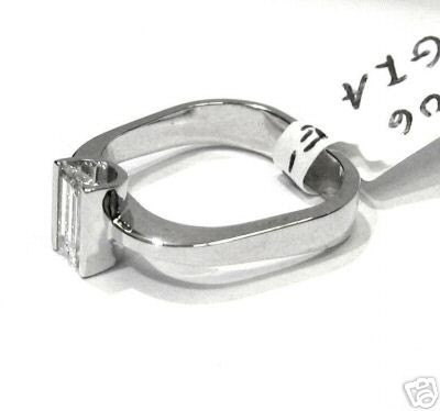 Emerald diamond engagement ring semi tension set 1.00ctw