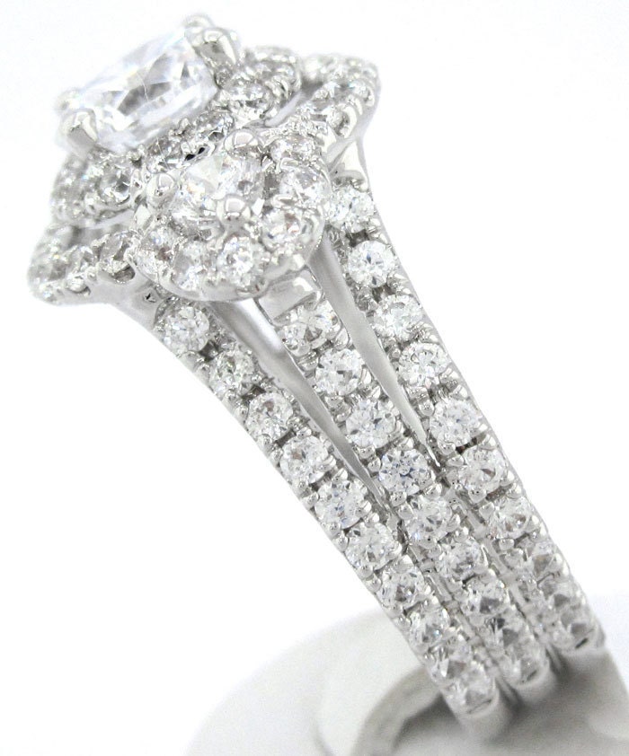 Round cut diamond engagement ring art deco 2.50ctw