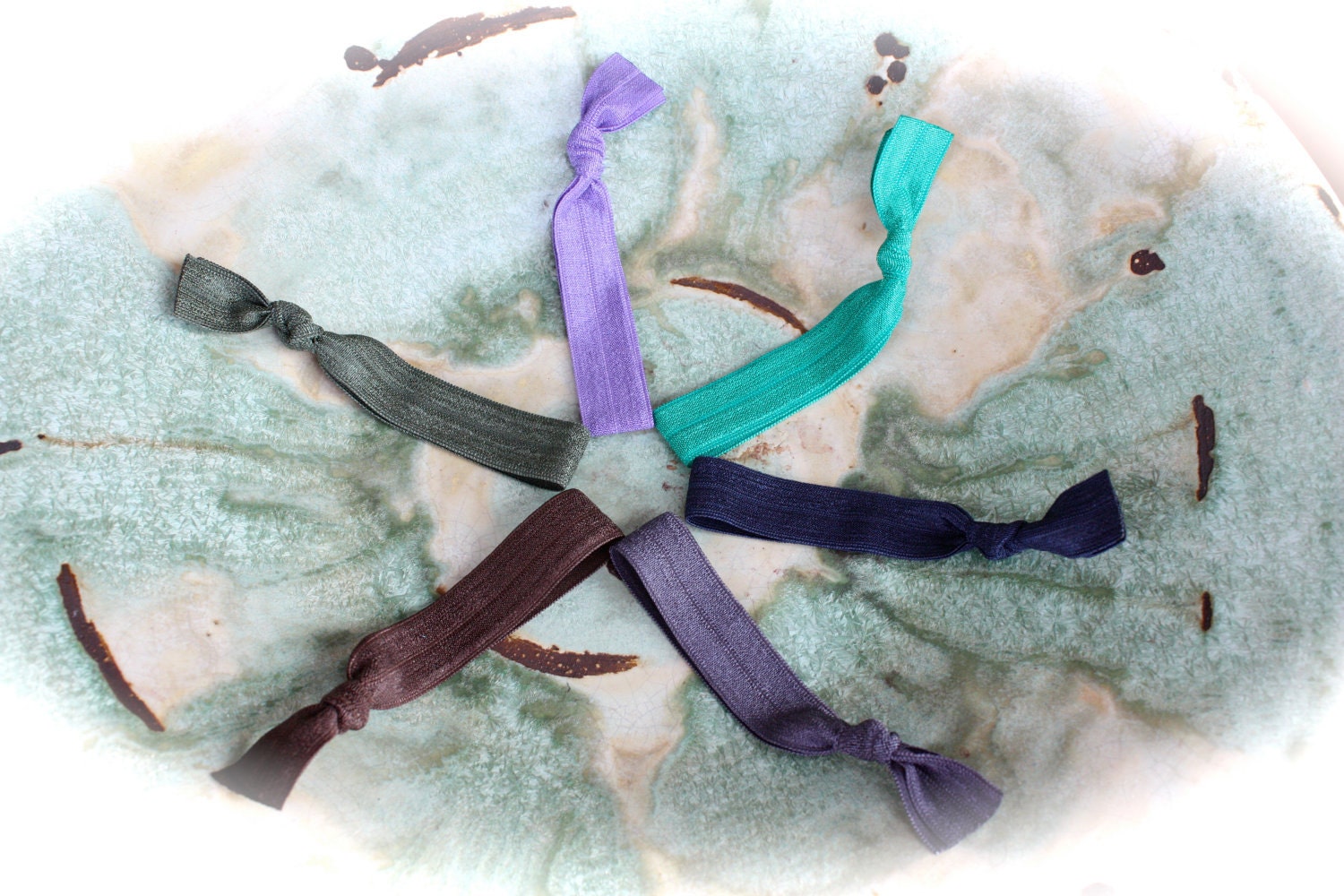 The "Blonde Bombshell" Knotted Elastic Hair Ties / Bracelets - 6 pack Tailored for Beautiful Blondes in Deep Earthy Tones