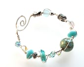South Beach Seafoam Aqua Wire Wrapped SS Bracelet
