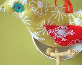 sewn hanging bird citroen yellow orange