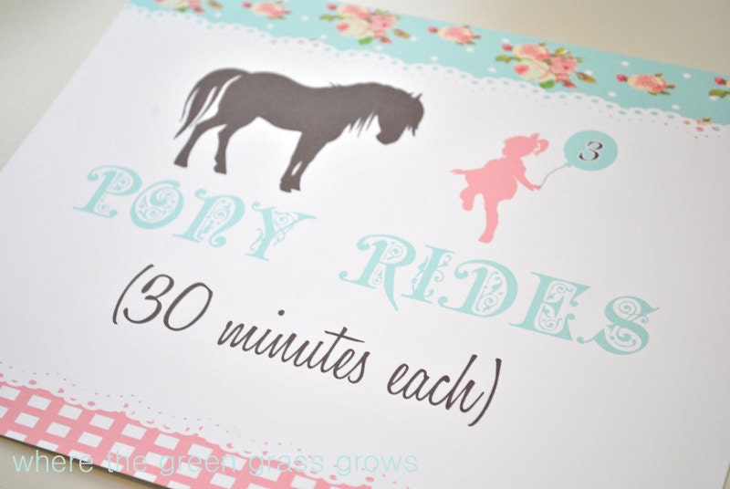 Vintage Shabby Chic Pony 8x10 Sign