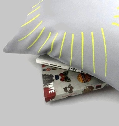 Pillow Cover Gray and Yellow Lines Sunshine 17 x 17 inches - SacredandProfane