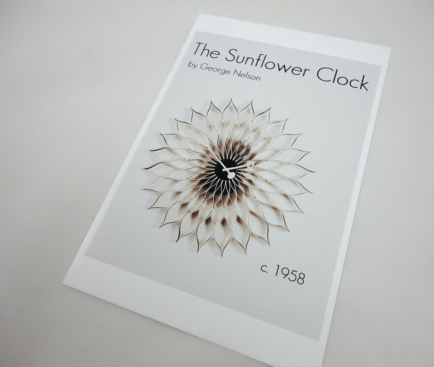 Famous Designer Art Print The Sunflower Clock by George Nelson in 4 x 6 inches