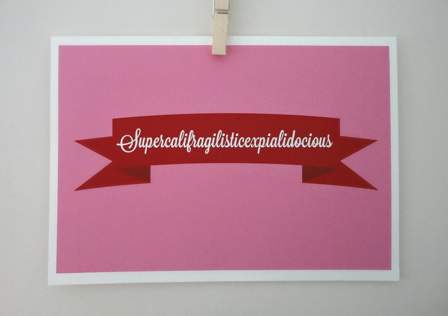 Typography Print Supercalifragilisticexpialidocious A4 Archival Print in Pink and Blue