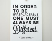 Art Print Coco Chanel Quote Always Be Different Archival A4 Print