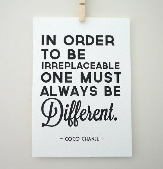 Art Print Coco Chanel Quote Always Be Different Archival A4 Print