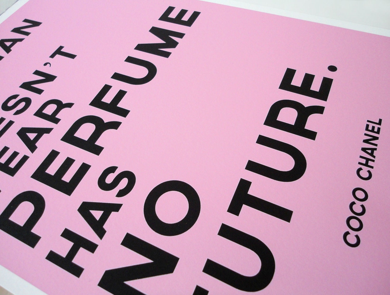 Chanel Typography Print Perfume Quote in Pink - Archival A4 Print