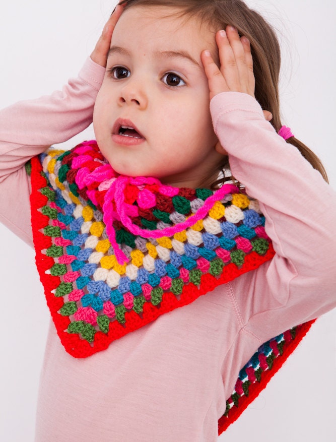 multicolored crochet poncho