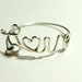 sterling silver 925 love wire hearth- script- word- love derby- wife ring