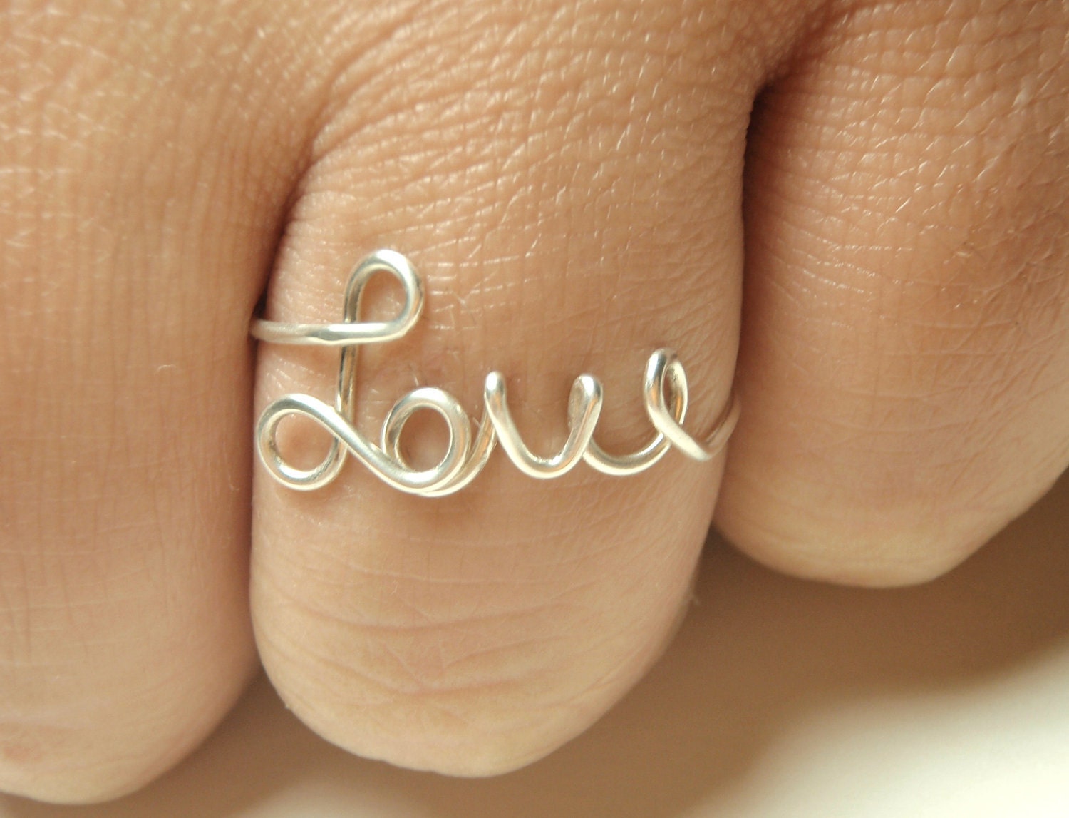 sterling silver love ring-  love script ring- Special price sterline silver wire 925