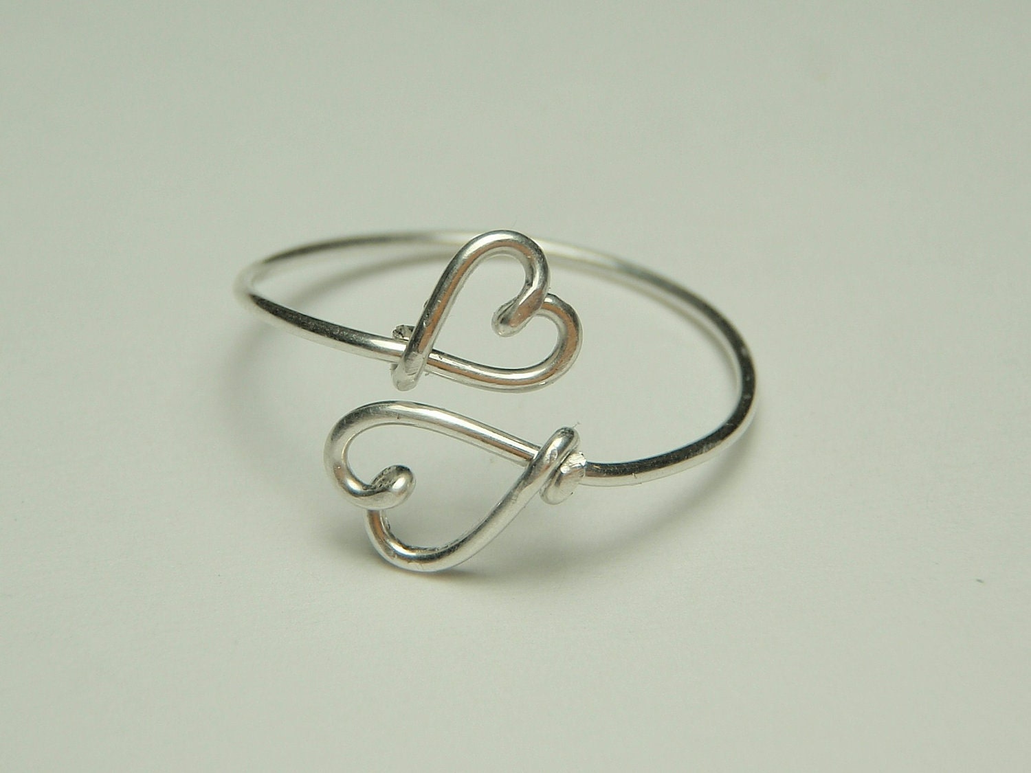 double heart ring- sterling silver wire- custom size- by Dereck Maltez Keoops8 Shop